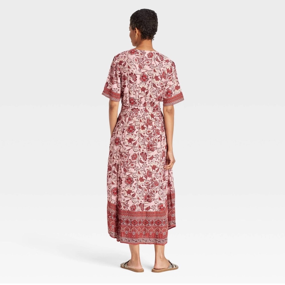 NWT Knox Rose Pink Floral Wrap Maxi Dress Boho Cottagecore Size Small - Picture 3 of 12